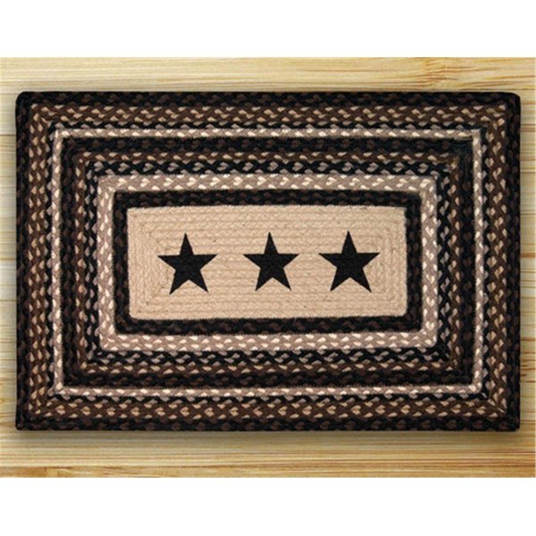 Earth Rugs Oval Patch Rug - Black Stars- Rectangle Patch 88-2745R-313BS